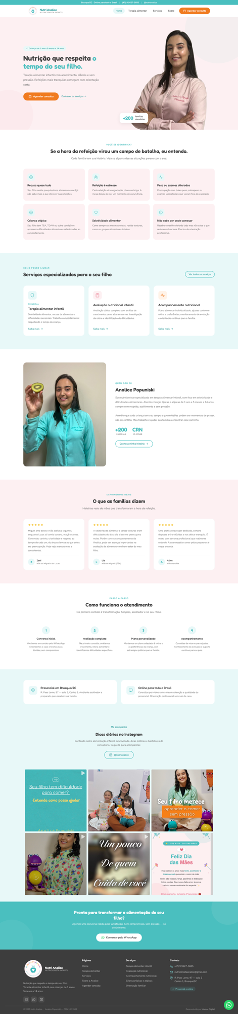 Site da Nutri Analice, terapia alimentar infantil